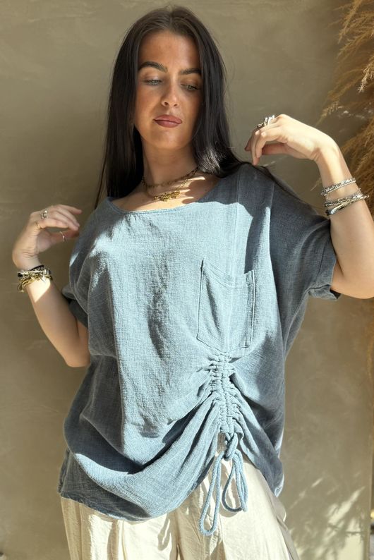 Santa Eulalia Hitch Top Washed Dark Denim